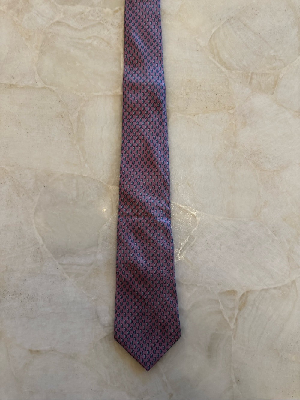 Hermes Silk Patterned Tie‎ in Burgundy and Blue